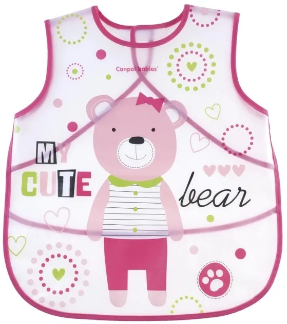 Слюнявчик Canpol babies Puppets, пластмасовий, м'який, рожевий, 9/236_pin