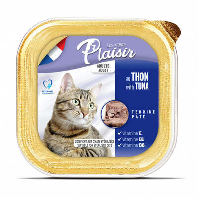Корм влажный Plaisir Adult Sterilized Cat Terrine с тунцем для взрослых стерилизованных кошек, 100 г