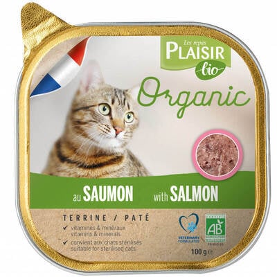 Корм влажный Plaisir Bio Organic Adult Cat Terrine с лососем для взрослых кошек, 100 г