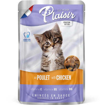Корм влажный Plaisir Kitten с курицей для котят (кусочки в соусе), 100 г
