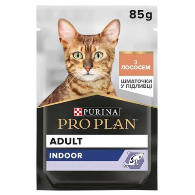 Корм вологий Purina Pro Plan Adult Indoor для котів з лососем у підливі, 85 г