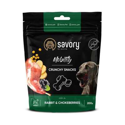 Лакомство для собак Savory Mobility Crunchy Snacks для костей с кролем и черноплодной рябиной, 200 г