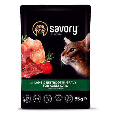 Корм вологий Savory для дорослих котів ягня з буряком в соусі, 85 г