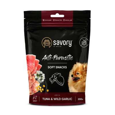 Лакомство для собак Savory Anti-Parasite Soft Snacks с антипаразитарным эффектом с тунцем и диким чесноком, 200 г