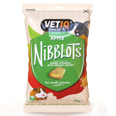 Лакомство для грызунов VetIQ Nibblots с яблоками для здоровья кожи и шерсти, 30 г
