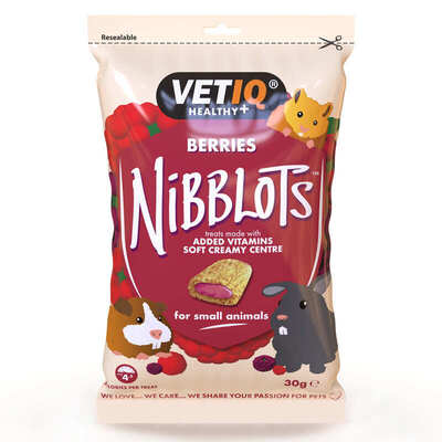 Лакомство для грызунов VetIQ Nibblots с ягодами для здоровья кожи и шерсти, 30 г