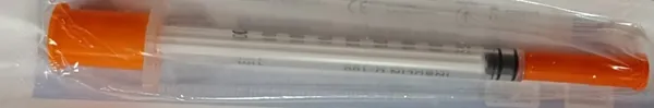Шприц інсуліновий 1 мл Dr.White U-100 3-х компонентний із вбудованою голкою G30 (0,32 х 13 мм), 1 штука