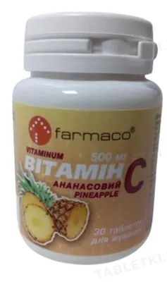 Вітамін С Farmaco таблетки зі смаком ананасу по 500 мг №30
