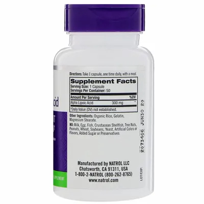 Альфа-ліпоєва кислота Natrol Alpha Lipoic Acid 300 мг, 50 капсул