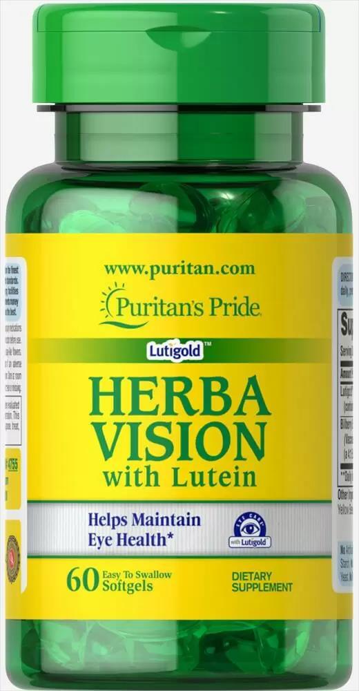 Лютеин и черника Puritan's Pride Herbavision with Lutein and Bilberry, 60 капсул