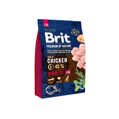 Корм сухой Brit Premium Senior L+XL для пожилых собак крупных и гигантских пород со вкусом курицы, 15 кг