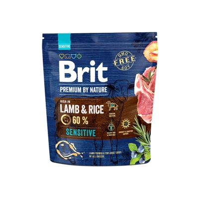 Корм сухой Brit Premium Sensitive Lamb для собак с чувствительным пищеварением со вкусом ягненка, 1 кг