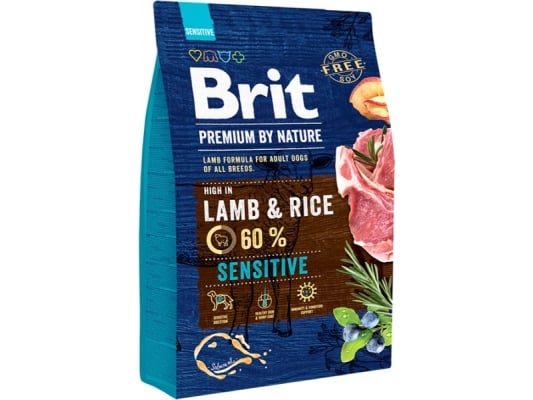 Корм сухой Brit Premium Sensitive Lamb для собак с чувствительным пищеварением со вкусом ягненка, 3 кг