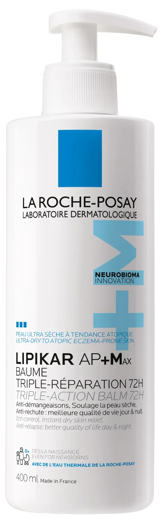 Бальзам для обличчя і тіла La Roche-Posay Lipikar AP+Max ліпідовідновлюючий для дуже сухої, схильної до атопії шкіри дітей і дорослих, 400 мл