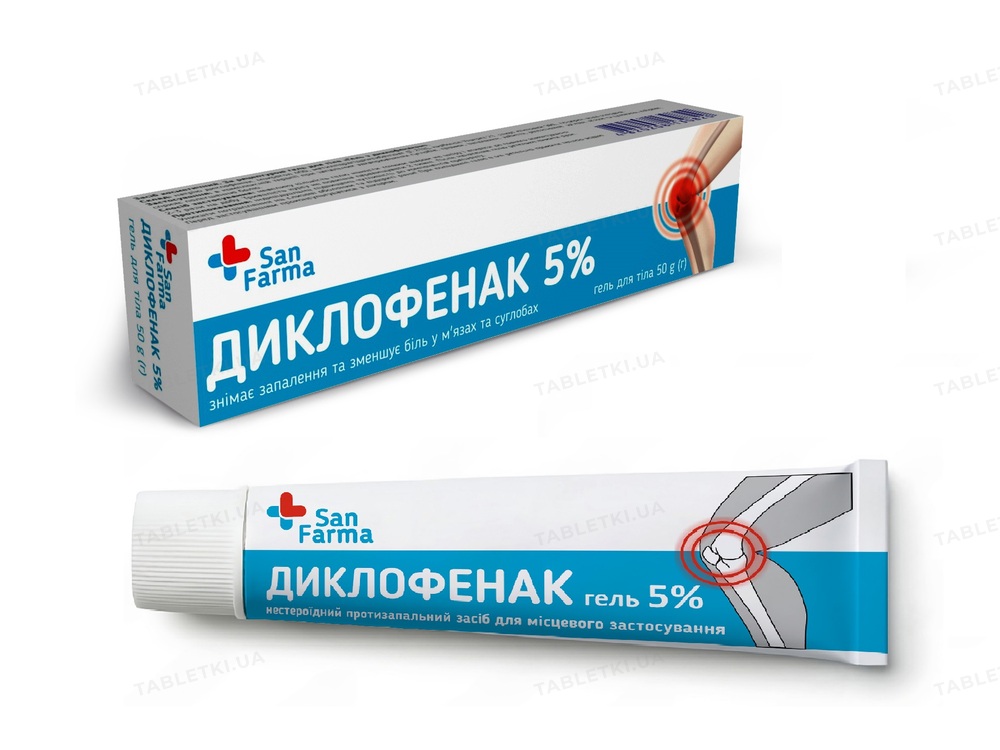 Диклофенак гель 5 % по 50 г в тубах : инструкция + цена в аптеках ...