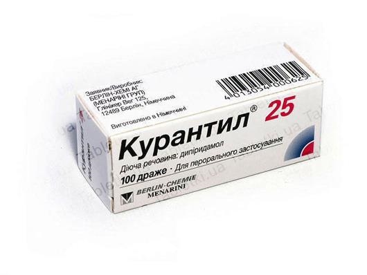 Курантил 25 таблетки, п/о по 25 мг №100 во флак.
