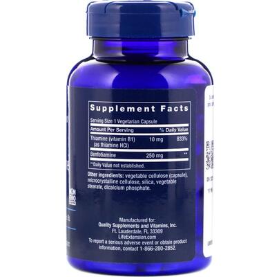 Бенфотиамин Мега Life Extension Mega Benfotiamine 250 мг, 120 капсул