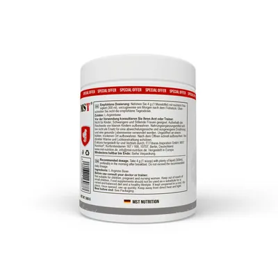 L-аргінін MST Nutrition Arginine RAW без смаку, 500 г
