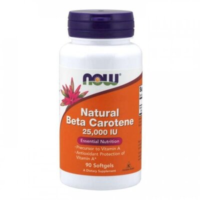 Бета-каротин натуральный 25000 МЕ NOW Beta-Carotene Natural, 90 капсул