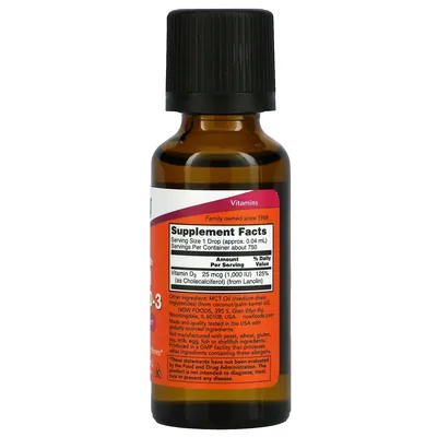 Вітамін Д-3 NOW Vitamin D-3 1000 МО рідкий, 30 мл