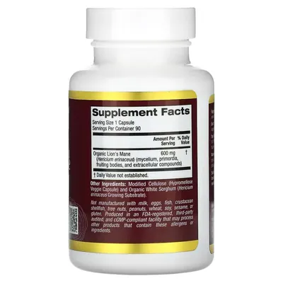 Їжовик Гребінчастий California Gold Nutrition Lion’s Mane вег. капсули №90