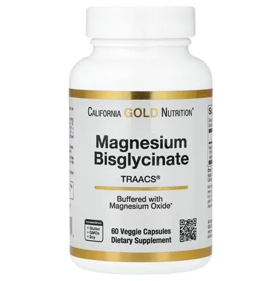Магній бісгліцинат California Gold Nutrition Magnesium Bisglycinate вег. капсули №60