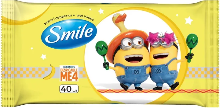 Серветки вологі Smile Minions Ліцензійні герої Міньйони, 40 шт