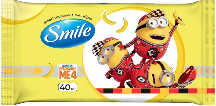 Серветки вологі Smile Minions Ліцензійні герої Міньйони, 40 шт