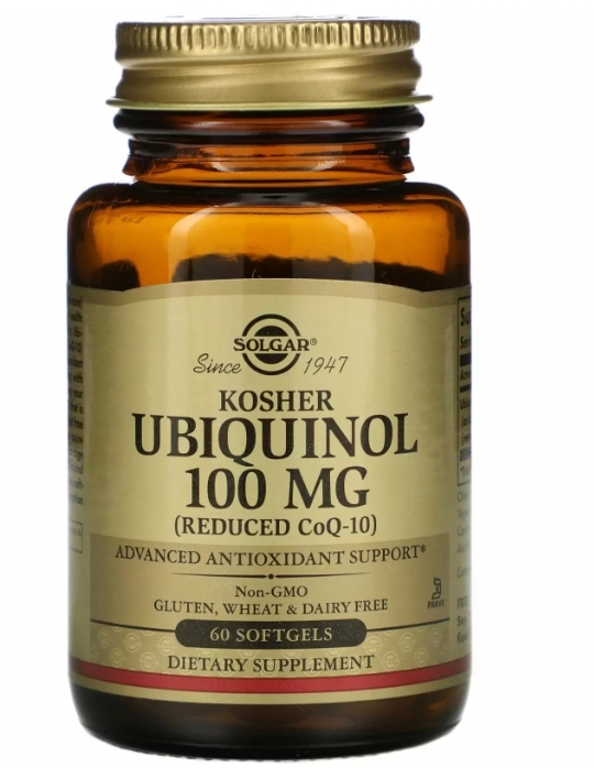 Solgar Убихинол кошерный Kosher Ubiquinol 100 мг, 60 гелевых капсул