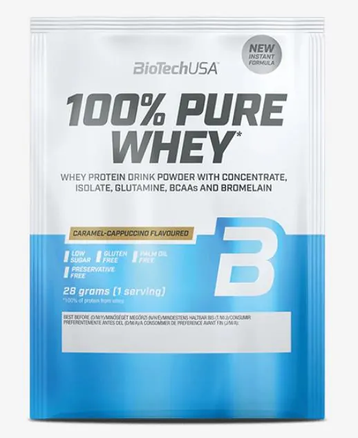 Протеїн сироватковий змішаний Biotech 100% Pure Whey карамельний капучино, 28 г