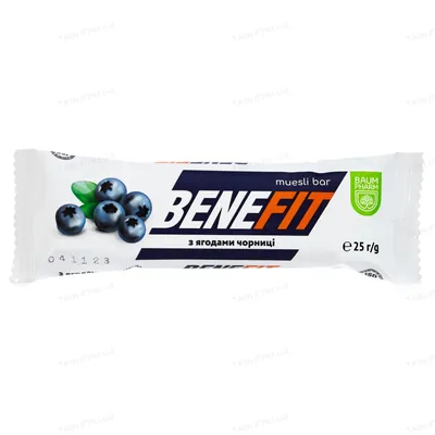 Батончик Baum Pharm Benefit з чорницею, 25 г