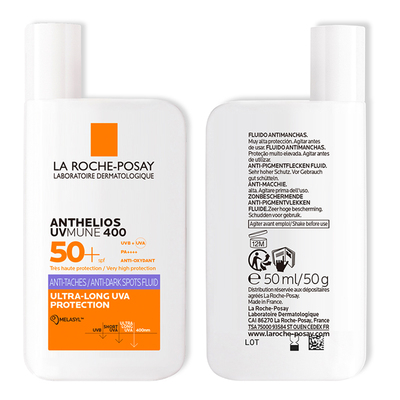Флюїд сонцезахисний La Roche-Posay Anthelios UVmune 400 SPF 50+ легкий корегуючий проти гіперпігментації шкіри, 50 мл