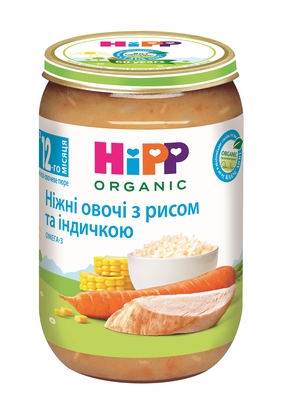 Пюре мясо-овощное HiPP Нежные овощи с рисом и индейкой, 220 г