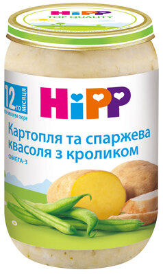 Пюре мясо-овощное HiPP Картофель и спаржевая фасоль с кроликом, 220 г