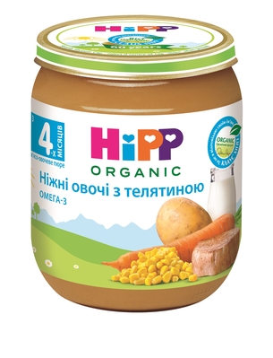 Пюре мясо-овощное HiPP Нежные овощи с телятиной, 125 г