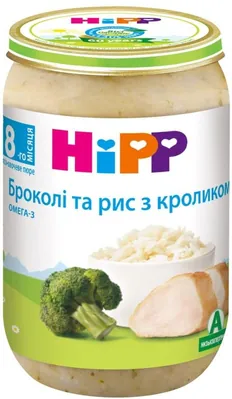 Пюре м’ясо-овочеве HiPP Броколі та рис з кроликом з 8 місяців, 220 г
