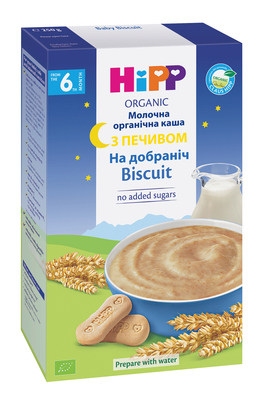 Каша молочная органическая HiPP Спокойной ночи с печеньем с 6 месяцев, 250 г