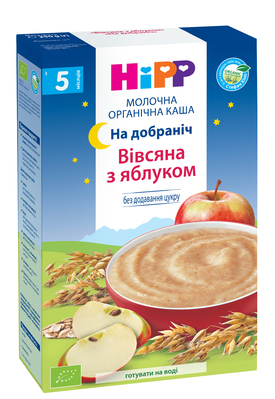 Каша молочная органическая HiPP Спокойной ночи Овсяная с яблоком с 5 месяцев, 250 г