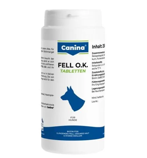 Вітаміни для собак Canina Fell O.K. для шкіри і шерсті, 125 таблеток, 250 г