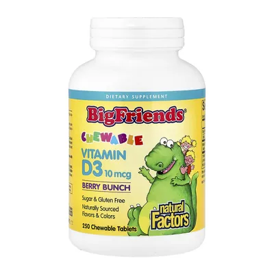 Вітамін D3 для дітей Natural Factors Vitamin D3 10 мкг (400 МО) ягідний букет жувальні таблетки №250