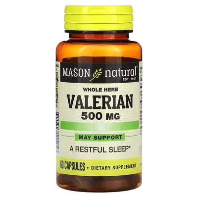 Валеріана Mason Natural Whole Herb Valerian 500 мг, 60 капсул