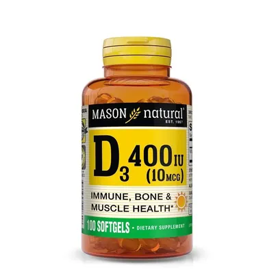 Вітамін D3 Mason Natural Vitamin D3 400 МО, 100 гелевих капсул