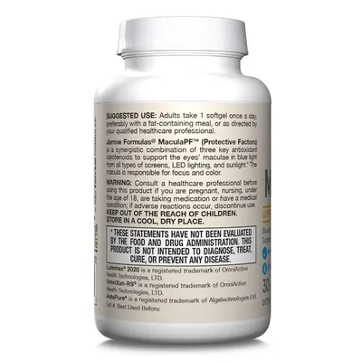 Комплекс для захисту очей від синього світла Jarrow Formulas MaculaPF Carotenoid Complex, 30 желатинових капсул