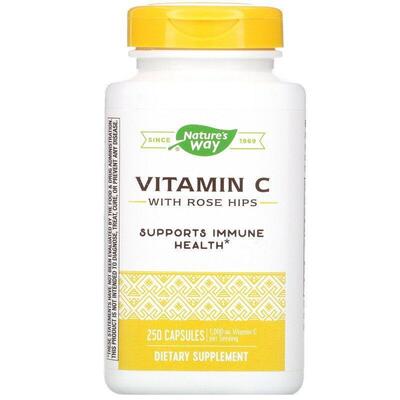 Витамин C Nature's Way Vitamin C With Rose Hips C-1000, 250 капсул