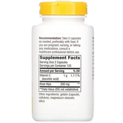 Витамин C Nature's Way Vitamin C With Rose Hips C-1000, 250 капсул