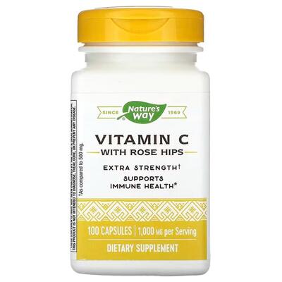Витамин C Nature's Way Vitamin C With Rose Hips C-1000 Extra Strength, 100 капсул