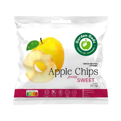 Чипси яблучні Garden Gadz Apple Chips Pretty Sweet солодкі, 25 г