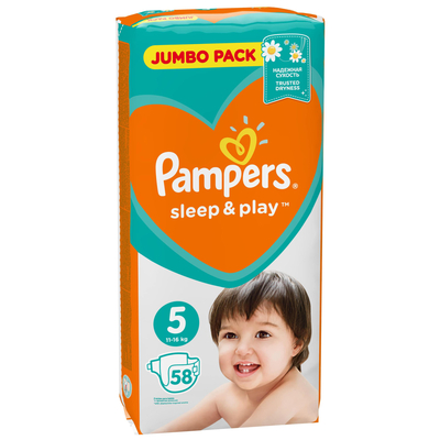 Подгузники детские Pampers Sleep & Play размер 5, 11-16 кг, 58 шт