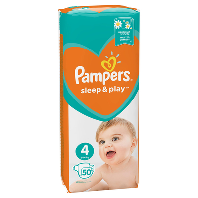 Подгузники детские Pampers Sleep & Play размер 4, 9-14 кг, 50 шт