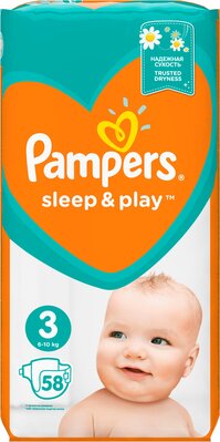 Підгузки дитячі Pampers Sleep & Play розмір 3, 6-10 кг, 58 шт
